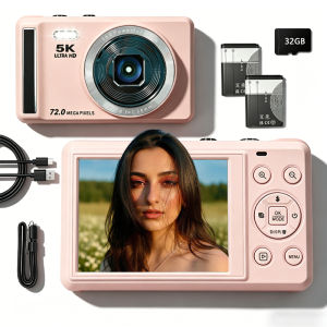 VETXI-068 5K digital camera -72 megapixel digital camera 16xzoom suitable for childrens gift - automatic focus andshooting digital camera UHD 2.8-inch screen compactportable camera with 32GB SD card