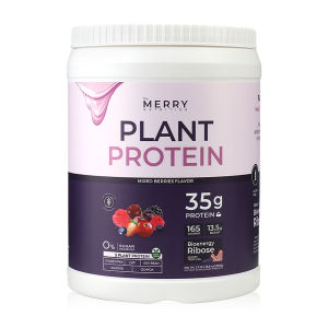 Merry Plant  Protein Mixed Berries เดอะ เมอร์รี่ โปรตีนจากพืช รสมิกซ์เบอร์รี่  ขนาด 1050g จำนวน 1 กระปุก