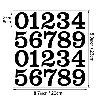 2 Inches water proof Large Sheet Colourful Number Stickers Alphanumeric Decals for Decoration DIY