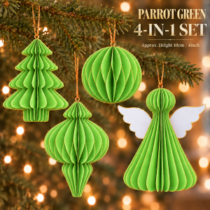 AKA 2026 New Design 4pcs Set Christmas Balls and Christmas Tree Hanging Ornaments Mini Christmas Tree For Table Green Christmas Decor for Christmas Tree Home Holiday Decorations Party Room Window Pendant Decor