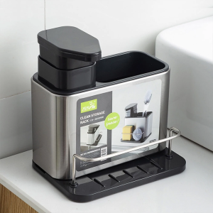 Kitchen 3in1 Clean Stainless Steel Sponge Holder Organizer Container Storage Tableware drainage rack