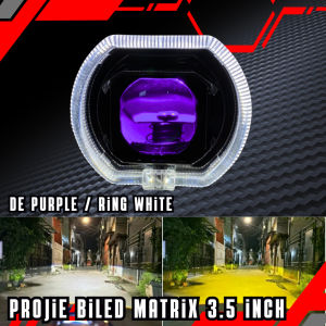 X-Case Lampu Projie Biled Matrix 3.5 Inch Body Black Plus Kipas High Low Putih Flat Cut 8066
