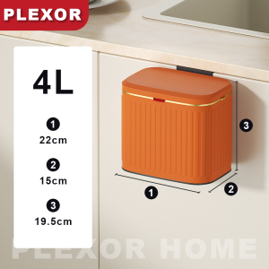 Plexor 4L/8L Kitchen Hanging Trash Can with Lid Stainless Steel Countertop Compost Bin with Removable Inner Bucket Wall-Mounted Kitchen Trash Bin for Cabinet Door Under Sink Bathroom