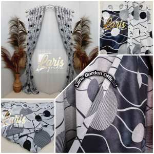 kordeng Pintu panjang Model Smokring Lubang Motip Bulat Bahan Blackout Impor uk130X200 Warna abu-abu - Gorden Motip Bulat Bolak Balik, Lebar 130cm, Tinggi 150cm-250cm (700gr)