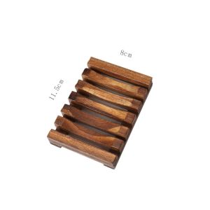 OKKFINE Hollow Slat Wood Soap Dish Quick Drain Raised Base Soap Holder Two Style Frame Soap Rack Bathroom Counter