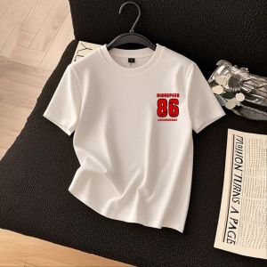 T-Shirts Pria Casual HIGHSPEED 86 Grafis Lengan Pendek Warna Putih