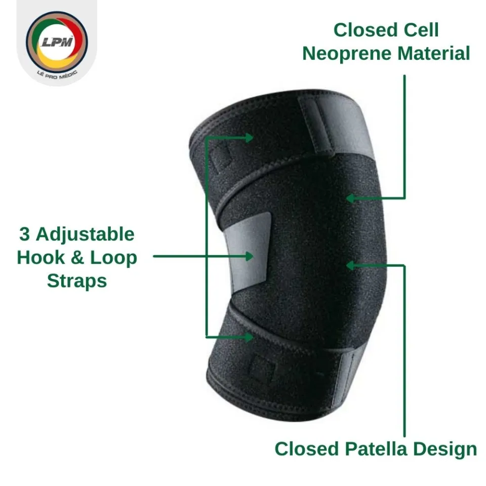 LPM Knee Guard 756 Closed Patella Knee Support Adjustable Velcro