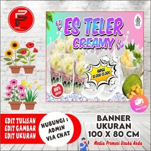 Spanduk Banner Es Teler Creamy / Es Teler sultan ukuran 100 x 80 cm