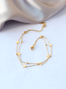 Noin Gelang Kaki Titanium Asli Anti Luntur Double Layered Little Star Untuk Wanita Korea GLK21