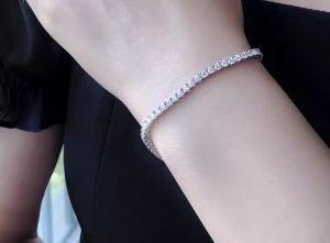 [Sg Seller] Full diamond moissanite bracelet light luxury simple gift for girls and men silver white gold jewelry imitation diamond bracelet