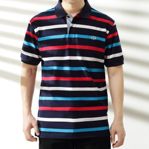 VSHENG M-6XL ขนาดบวกลายเสื้อยืดผู้ชายปกโปโลขนาดใหญ่ ท็อปส์