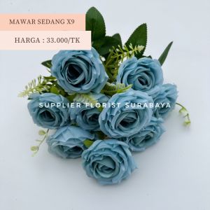 [MAWAR SEDANG X9] BUNGA PALSU 9 KEPALA MAWAR ARTIFICIAL FLOWER 9 KUNTUM ROSE MAWAR GAYA EROPA BUNGA MAWAR EUROPE ROSES BUKET BUNGA HAND BOUQUET SURABAYA DIY FLORIST FAKE FLOWER BUNGA KAIN BUNGA PLASTIK BUNGA HIAS RUANG TAMU VAS BUNGA