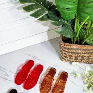 [Free Shipping] Thick-Soled Slippers For Women Summer Transparent Crystal Shoes Vintage Retro Jelly Plastic Shoes Chunky Heel Slide Sandals