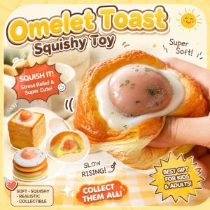 Squishy Bread Toast Omelet Slow Rising Pu Foam Soft Squeeze Stress Relief Kitchen Decor Gift
