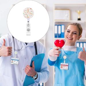 Flower Print Holder Retractable Holder with Belt Pocket Clip Spring Loaded Holder for Doctor Nurse