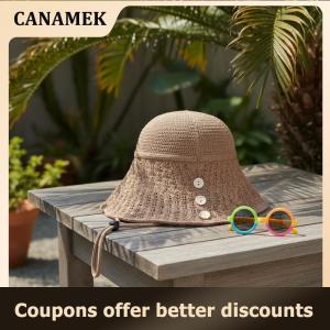 【 CANAMEK 】 Hand Woven Fisherman Hat Hollow Out Comfort Breathable UV Protection Suitable for Outdoor Work