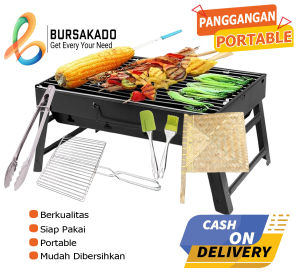 Paket Lengkap Panggangan Bakar Set Kuas Capit Kipas 6in1 / Panggangan Ikan Sosis Sate