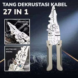 Tang Dekrustasi Kupas Potong Lilit Belah Crimping Skun Buka Baut Kabel Listrik 27 In 1 Multifungsi Wire Stripper