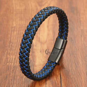 Gelang Kulit Pria Gaya Vintage Mix Rope Blue | Jeepa Aksesoris Pria