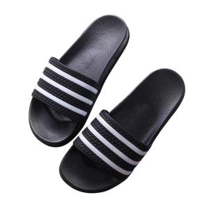 Dép nam nữ quai ngang kẻ sọc cao su êm chân chống trượt đi trong nhà iDÉP DL044 (Đen)