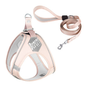 BORORO Dog Harness And Leash Set Breathable Mesh Reflective Strips V Neck Design Heavy Duty Webbing Zinc Alloy