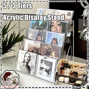 3/5 Tier Acrylic Card Display Stand Vertical Versatile Display Holder Market Rack Home Storage Rack