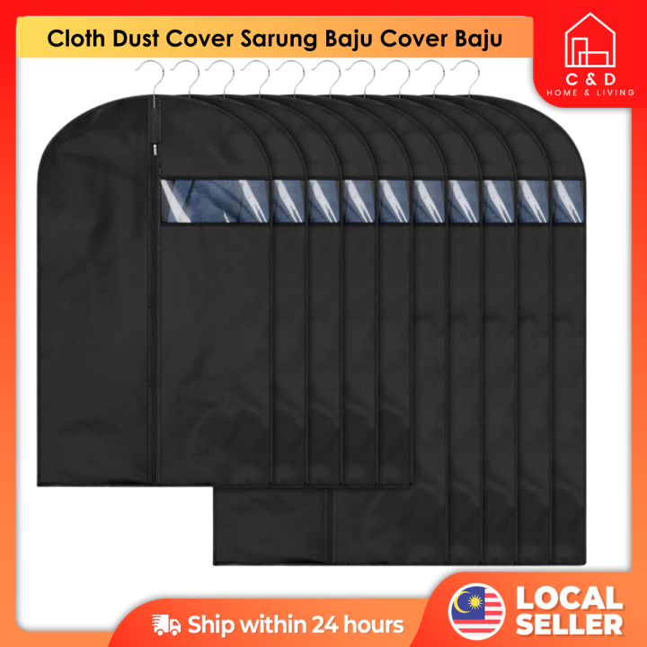 Black Clothes Dust Cover Coat cover Plastik Baju Hitam Sarung Baju