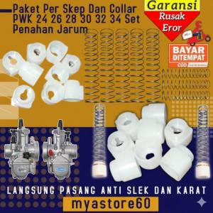 PAKET PROMO Per Skep Sekep Dan Collar Colar Penahan Per Skep Karburato Karbu Carbu Carburator PWK 24 26 28 30 32 34 Set Penahan Jarum Colar Anti Slek Dan Eror