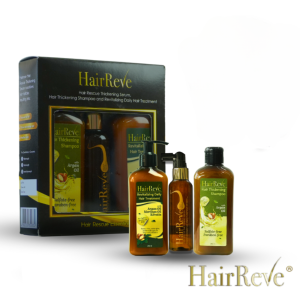 HairReve Black Gift Set - Hair Thickening SERUM Sulfate-Free SHAMPOO (250ml) & Revitalizing Daily Hair TREATMENT