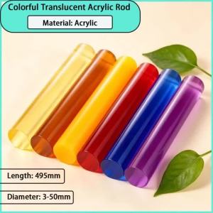 3-50mm diameter colored semi transparent acrylic rod is used for craft ornaments lighting accessories etc