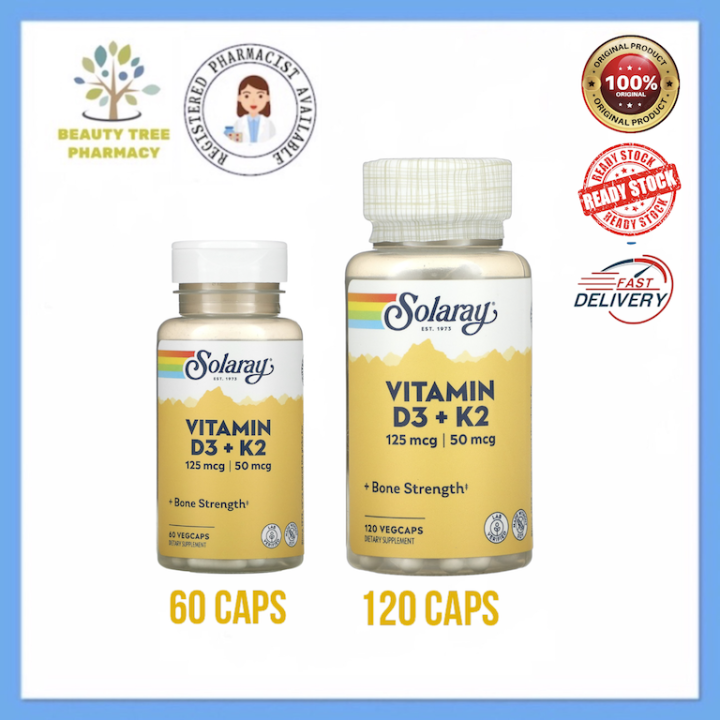 Solaray Vitamin D3 + K2 (Bone Strength) vegecaps Lazada