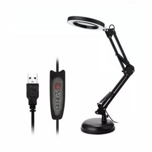 NEXA Foldable Professional 8X Magnifying Glass Desk Lamp Magnifier LED Light Reading Lamp With Three Dimming Modes USB Power Supply
