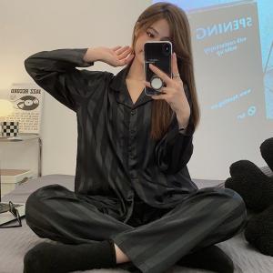 Satin Women Pyjamas Set Long Sleeve Long Pants HouseWear