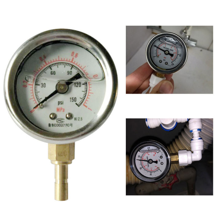 1/4 Pipe Hose RO Water Pressure Gauge Household Tap Water Purifier Test
