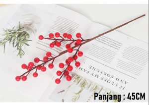 Artificial Holly Flower Red Bean Bunga Palsu Plastik Berry Merah Hias Dekorasi Rumah Pesta BG41
