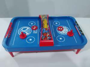 Spider-Man Air Hockey Table Game with Red Paddles and Score Track 2005 vintage Toy