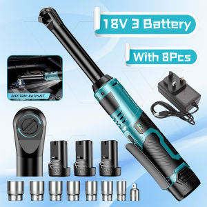 3/8" Extended Electric Ratchet Wrench 40Ft-lbs 6" Long Reach Cordless Long Neck Electric Ratchet Wrench 18V Battery