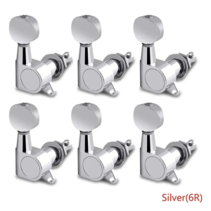 Silver 3R+3L Guitar Tuning Pegs Keys Machine Head for Electric Acoustic Folk Guitar