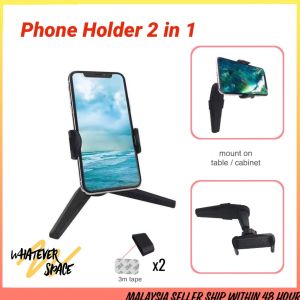 2 in 1 Wall Desk Kitchen Phone Holder Mount Stand Bracket Smartphone Holder Portable Holder