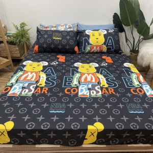 Bộ 3 món ga gối Cotton poly Cao Cấp drap Giường Bo Chun Đủ Kích Thước - có bán lẻ 01 vỏ gối ôm cùng mẫu (Tim sắc màu gấu sao thỏ tim xanh...)