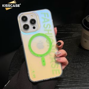 Kisscase Cho Iphone15promax MagSafe Trường Hợp Thư Laser Matte màu gradient Shell Chống Sốc TPU Bìa Ốp điện thoại cho Iphone 15 Pro Cộng Với 14 13 12 11