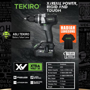 Mesin Bor Pukul Tanpa Kabel 13 mm HEAVY DUTY 20V Baterai Lithium Ion - Cordless Hammer Drill TEKIRO
