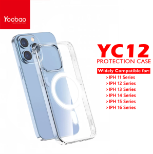 Original YOOBAO YC12 Strong Magnetic Shockproof Non-Yellowing Premium Clear Case For iPh 11/ 12/ 13/ 14/ 15/ 16/ 17