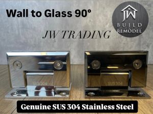 SUS 304 Stainless Steel Shower Hinge  -  Wall to Glass 90° / Glass to Glass 180° (Polished Mirror / Titanium Black)