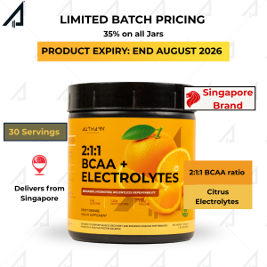 AUTHAYN 2:1:1 BCAA + Electrolytes Blend – Fiesty Orange Flavour | 10g Serving | Monk Fruit Sweetened | Hydration & Muscle Recovery Support