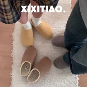 WY-XIXITIAO Warm Potato Shoes Autumn Winter New Fleece-Lined Slip-On Womens Shoes Cute Comfortable Indoor Outdoor Cotton Slippers