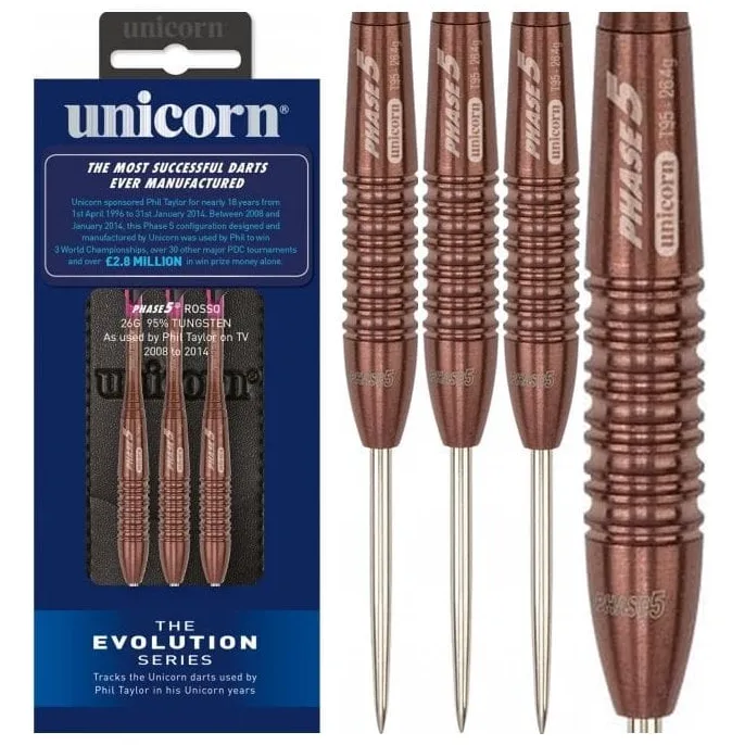 UNICORN STEEL TIP DART - 26G PHASE 5 ROSSO PHIL TAYLOR 95