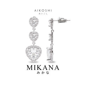 Mikana Gems and Grace Aikoshi White Gold Plated Dangling Earrings for Women wedding party heart gift