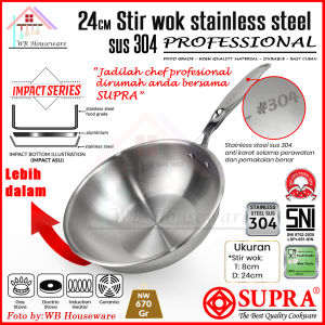 SUPRA panci fry pan 24cm stainless steel SUS 430 impact bottom professional cookware series / wajan gagang masak