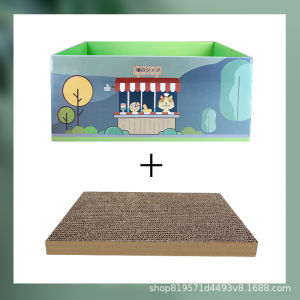 ที่ฝนเล็บแมวรูปทรงรถโรงเรียน รถเข็นผัก ที่ลับเล็บแมว ทำจากระดาษลูกฟูก แผ่นฝนเล็บเป็นที่นอนได้